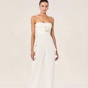 Alexis Katalia Jumpsuit, strapless with halter tie, flower detail and bow